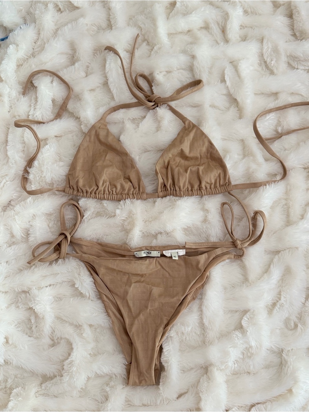 Fendi Women's Nude Triangle Signature FF monogram Bikini set